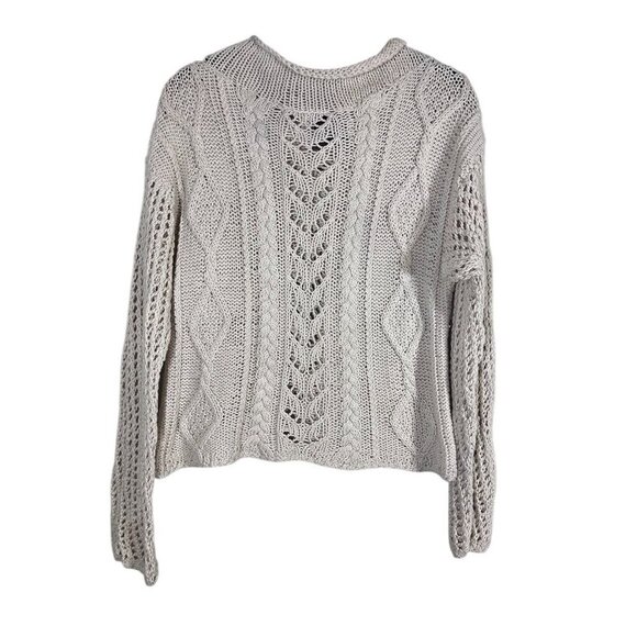 Amano Sweater Women S Cream Hand Knit Cable Chunky Vintage Cotton Coastal Preppy - Picture 9 of 10